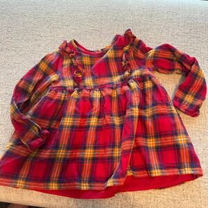Tahari Toddler Girls Red Plaid Long Sleeve Dress Size 4T 100% Cotton